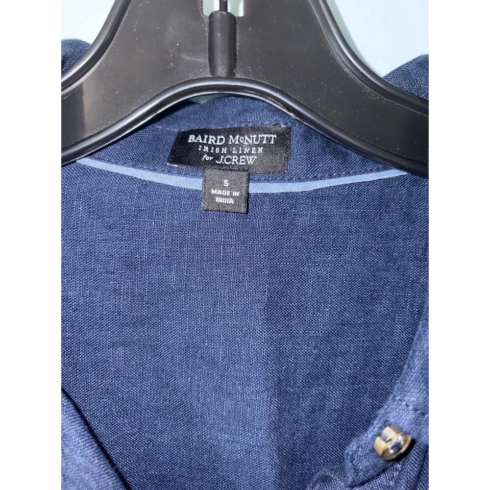 J. Crew Baird McNutt Irish Linen Navy Shirt Dress Small 100% Linen Button Front - Picture 5 of 6